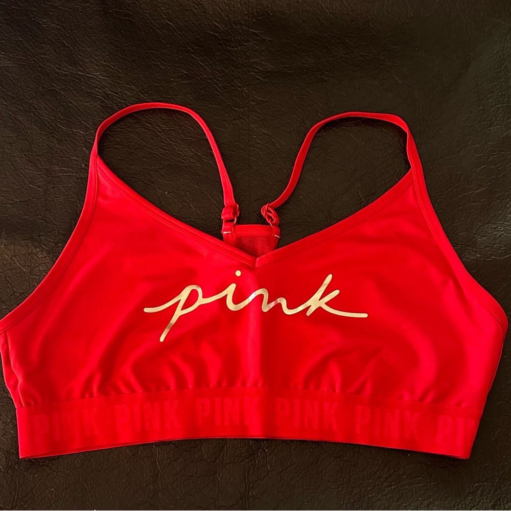 PINK Victoria’s Secret Women’s Red Sports Bra (Size XL)